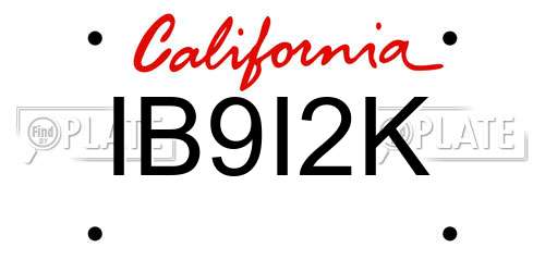 IB9I2K California License Plate