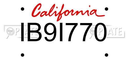 IB9I770 California License Plate