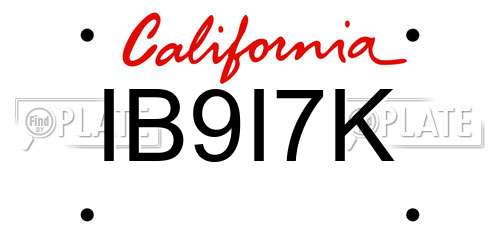 IB9I7K California License Plate