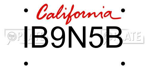 IB9N5B California License Plate