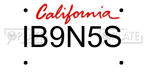 IB9N5S California License Plate