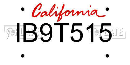 IB9T515 California License Plate