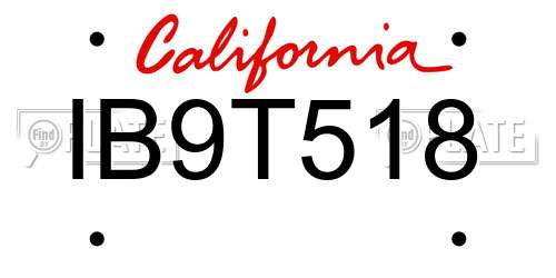 IB9T518 California License Plate