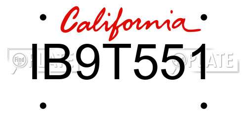 IB9T551 California License Plate