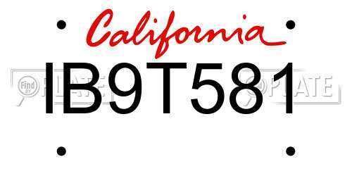 IB9T581 California License Plate