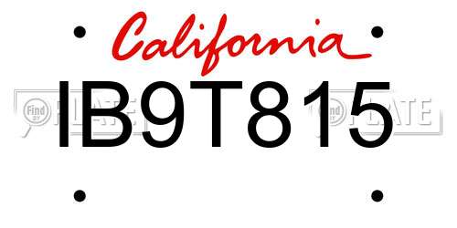 IB9T815 California License Plate