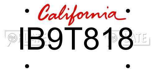 IB9T818 California License Plate