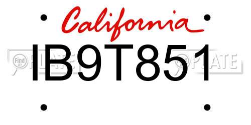IB9T851 California License Plate
