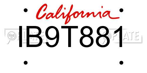 IB9T881 California License Plate
