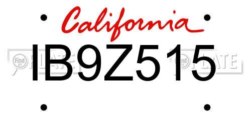 IB9Z515 California License Plate