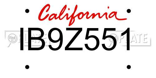 IB9Z551 California License Plate
