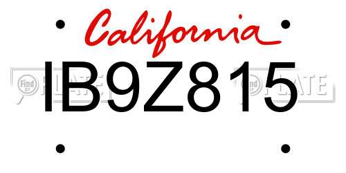 IB9Z815 California License Plate