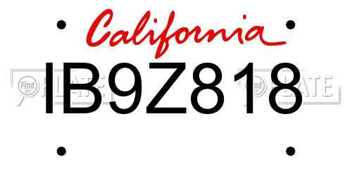 IB9Z818 California License Plate