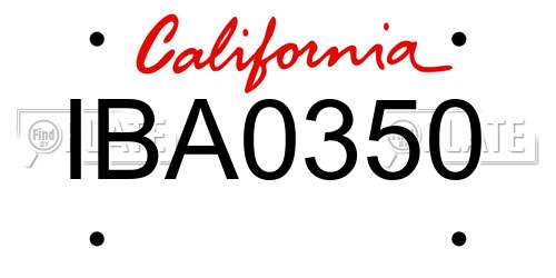IBA0350 California License Plate