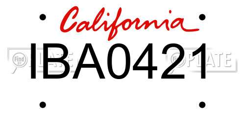 IBA0421 California License Plate