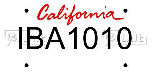 IBA1010 California License Plate