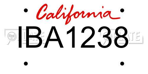 IBA1238 California License Plate