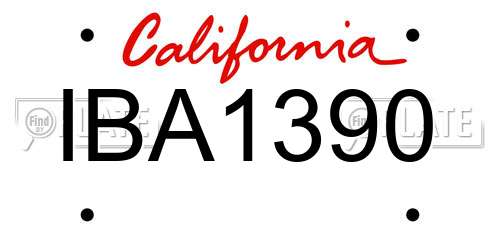IBA1390 California License Plate