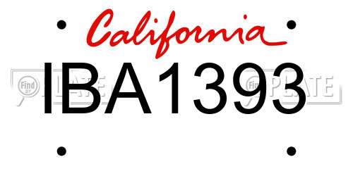 IBA1393 California License Plate