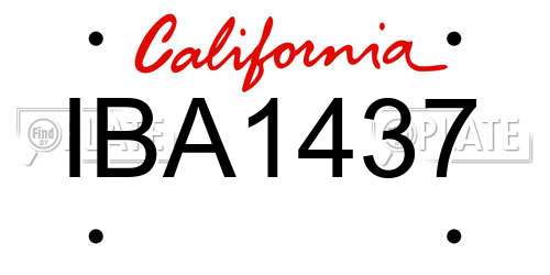 IBA1437 California License Plate