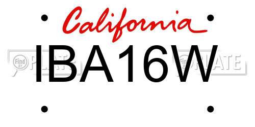 IBA16W California License Plate