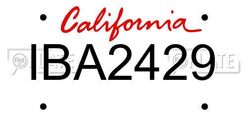 IBA2429 California License Plate