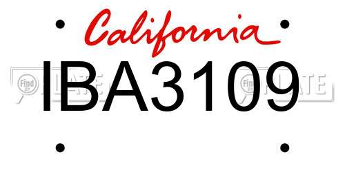 IBA3109 California License Plate