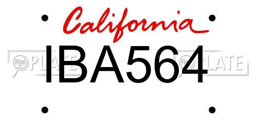 IBA564 California License Plate