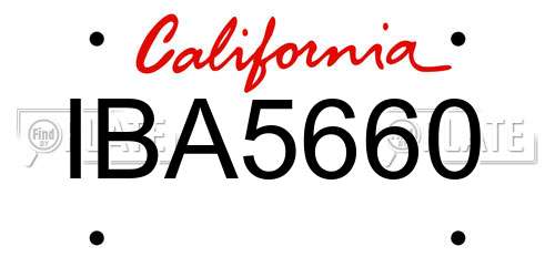 IBA5660 California License Plate