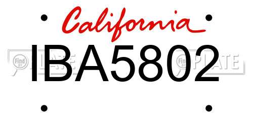 IBA5802 California License Plate
