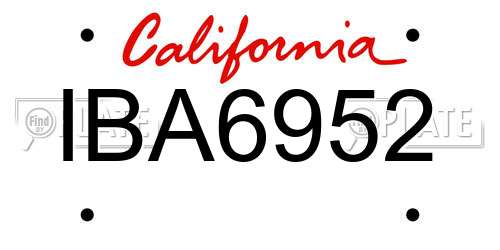 IBA6952 California License Plate