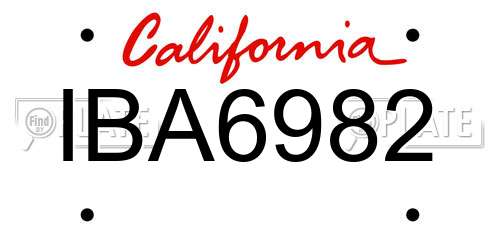 IBA6982 California License Plate