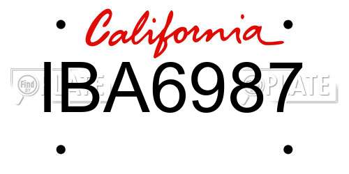 IBA6987 California License Plate
