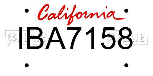 IBA7158 California License Plate