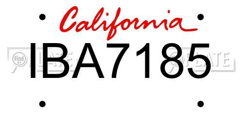 IBA7185 California License Plate