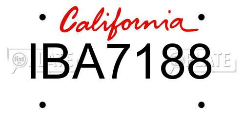 IBA7188 California License Plate