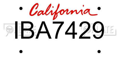 IBA7429 California License Plate