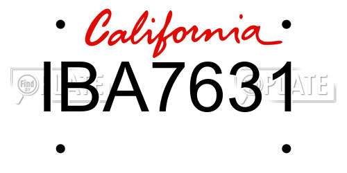 IBA7631 California License Plate