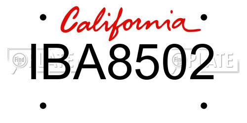 IBA8502 California License Plate