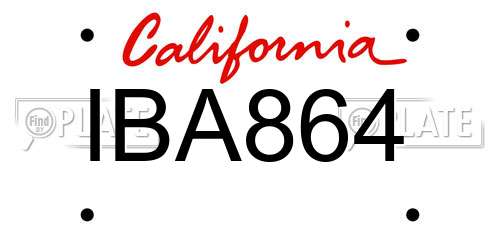 IBA864 California License Plate