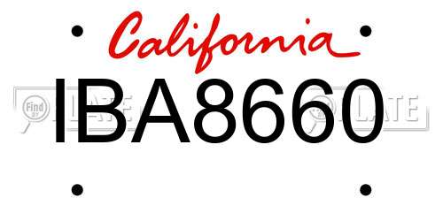 IBA8660 California License Plate