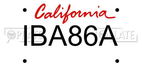 IBA86A California License Plate