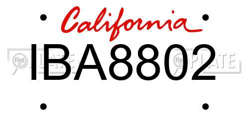 IBA8802 California License Plate
