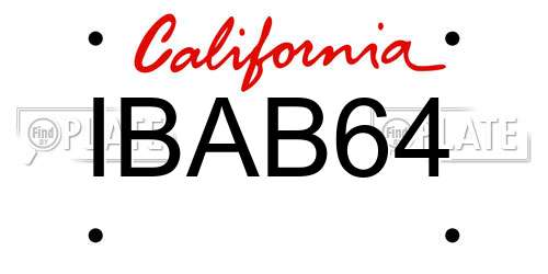 IBAB64 California License Plate