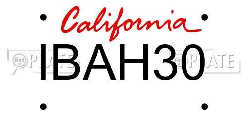 IBAH30 California License Plate