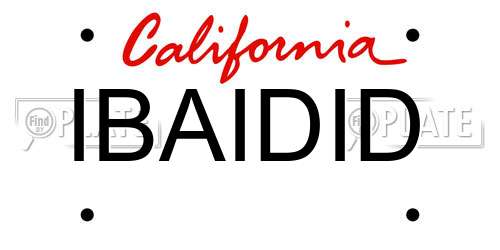 IBAIDID California License Plate