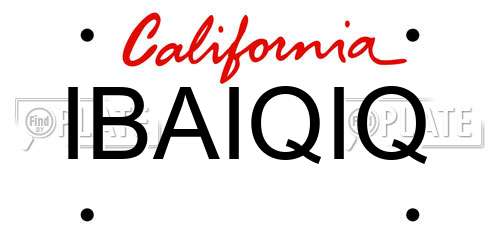 IBAIQIQ California License Plate