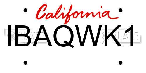IBAQWK1 California License Plate
