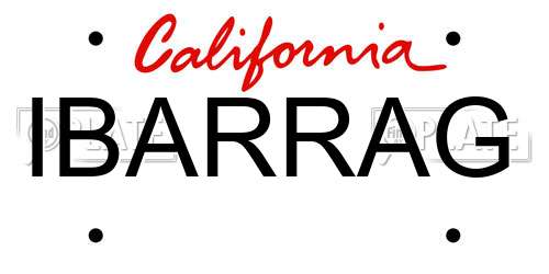 IBARRAG California License Plate
