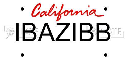 IBAZIBB California License Plate